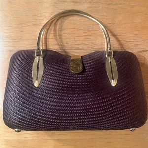 Vintage Bequizo Desenyo Buntal Buri Palm Straw Clutch